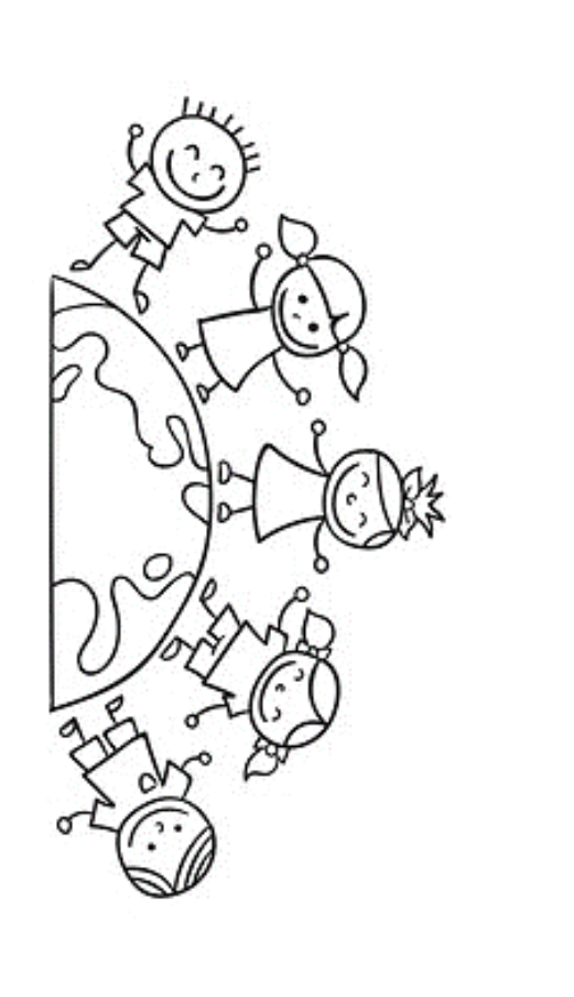 Sketch Kids Happy Standing Around Earth Stock Illustration 1603417270